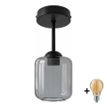 BRILAGI - LED полилей за повърхностен монтаж RETRO GLASS 1xE27/60W/230V Ø 14 см черен/димно сив