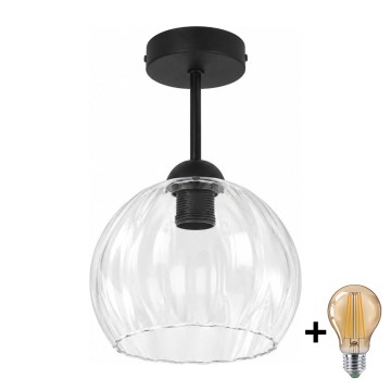 BRILAGI - LED Полилей за повърхностен монтаж RETRO GLASS 1xE27/60W/230V Ø 25 см черен/прозрачен