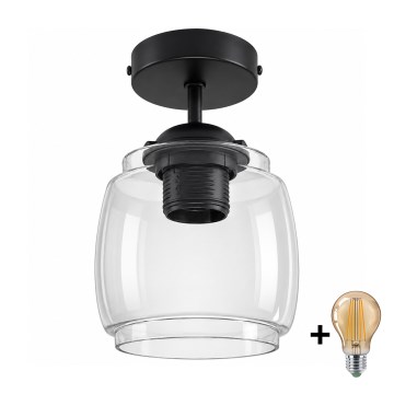 BRILAGI - LED Полилей за повърхностен монтаж RETRO GLASS 1xE27/60W/230V Ø 26 cm черен/димчато сив