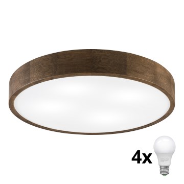 Brilagi - LED потолно осветително тяло CARVALHO 4xE27/60W/230V дъб орех пр. 57,5 см