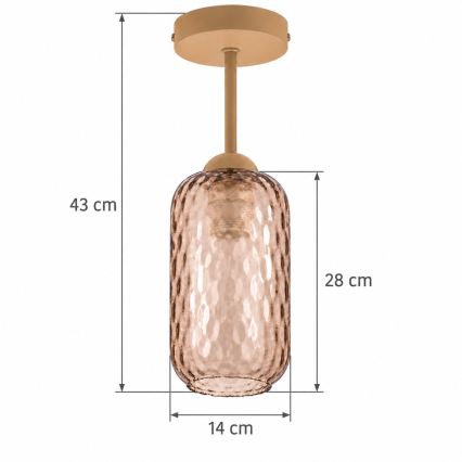 BRILAGI - LED плафон RETRO GLASS 1xE27/60W/230V Ø 14 cm бежово/опушено кафяво