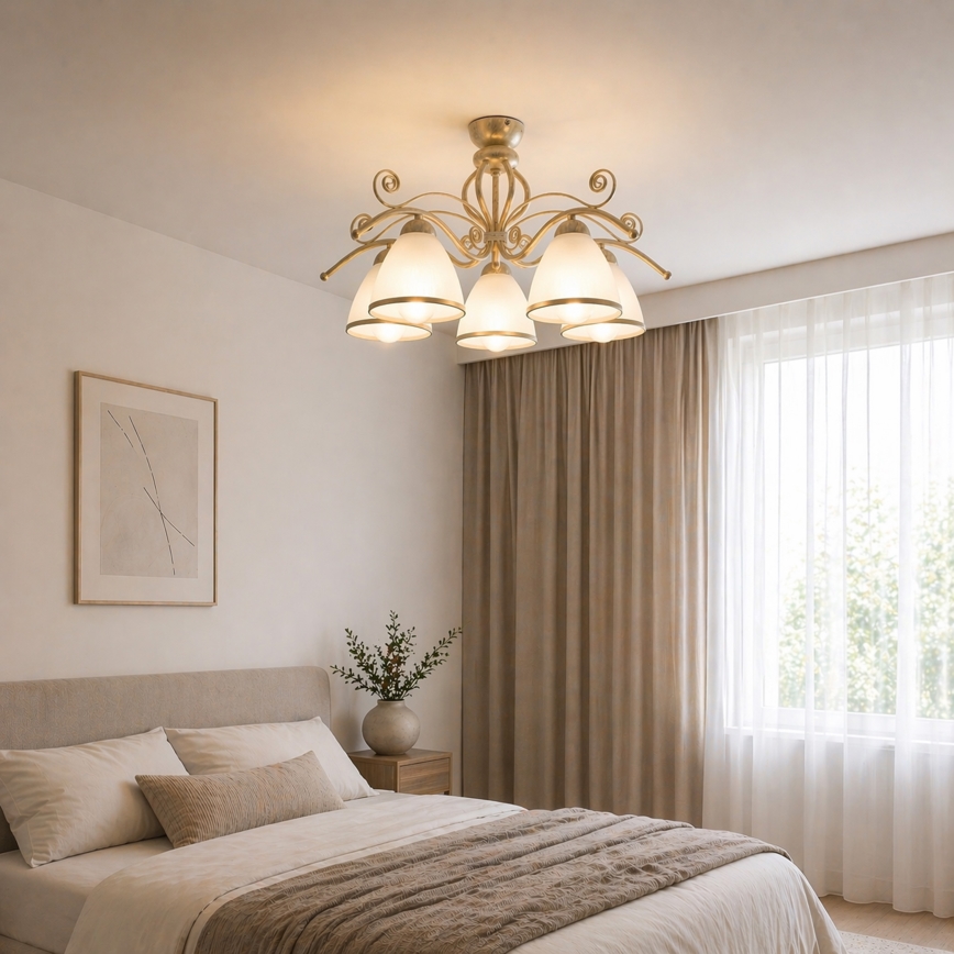Brilagi - LED повърхностно монтиран полилей ANTICO 5xE27/60W/230V 3000K бяла патина