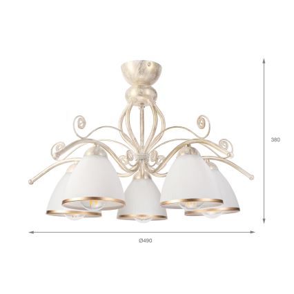 Brilagi - LED повърхностно монтиран полилей ANTICO 5xE27/60W/230V 3000K бяла патина