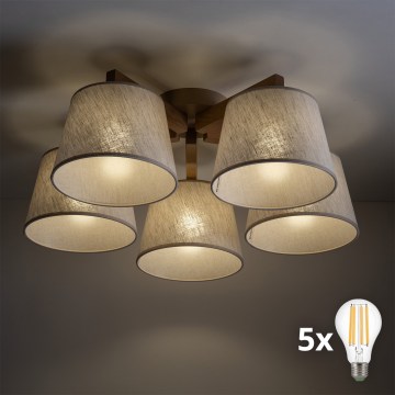 BRILAGI - LED повърхностно монтиран полилей LATTE SABIA 5xE27/15W/230V цвят бор/крем