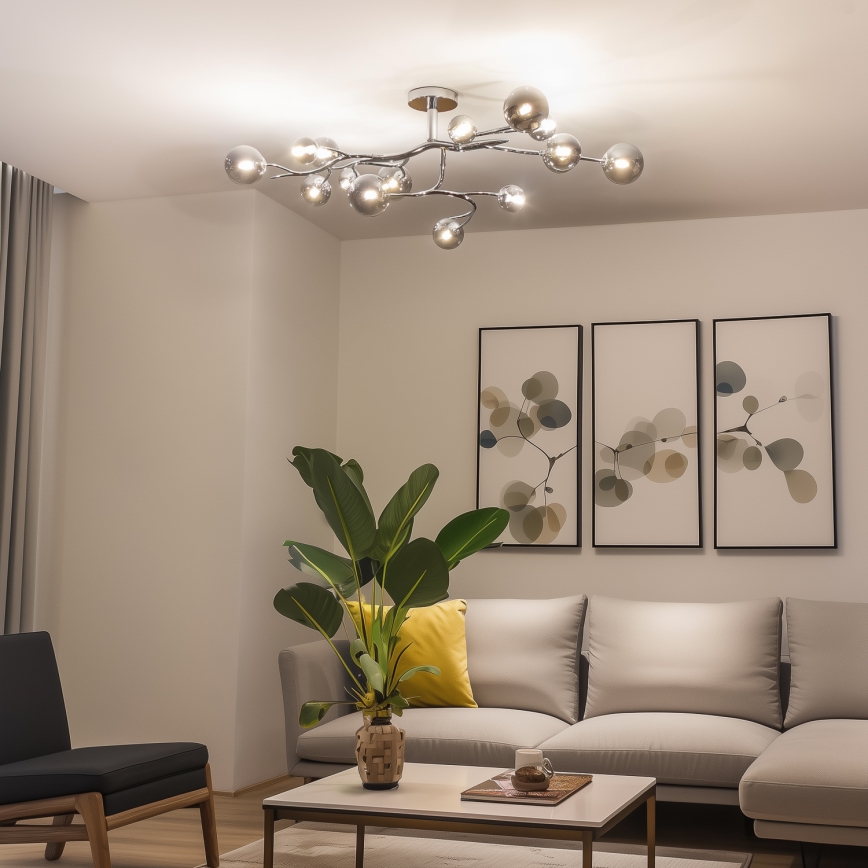 Brilagi - LED повърхностно монтиран полилей MISTEL 15xG9/3W/230V черен хром/опушено