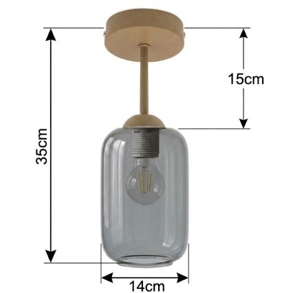 BRILAGI - LED повърхностно монтиран полилей RETRO GLASS 1xE27/60W/230V Ø 14 cm бежово/опушено сиво