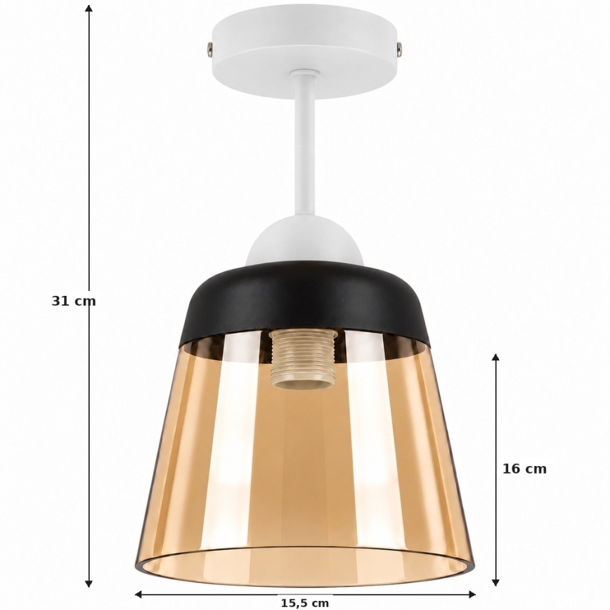 BRILAGI - LED прилепен полилей RETRO GLASS 1xE27/60W/230V Ø 15,5 см бял/димно бежов