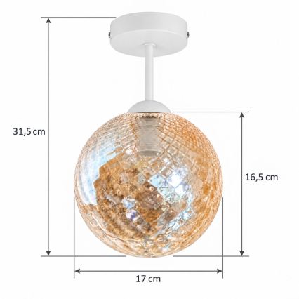 BRILAGI - LED плафон RETRO GLASS 1xE27/60W/230V Ø 17 см бял/опушено-бежов