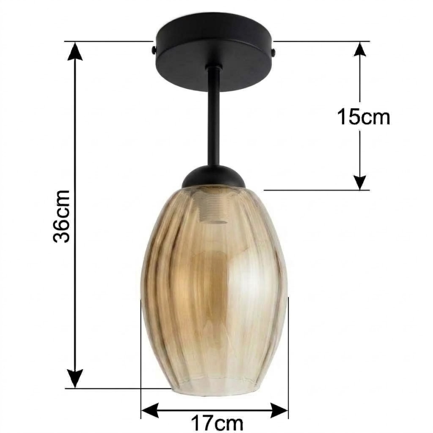 BRILAGI - LED полилей, монтиран на тавана RETRO GLASS 1xE27/60W/230V Ø 17 cm черен/димно-бежов