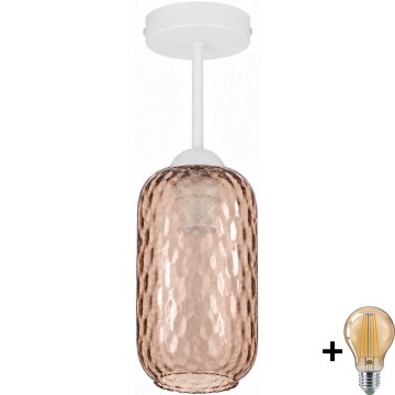 BRILAGI - LED повърхностно монтиран полилей RETRO GLASS 1xE27/60W/230V Ø 14 cm бял/димчато кафяв