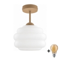 BRILAGI - LED Повърхностно монтиран полилей RETRO GLASS 1xE27/60W/230V Ø 20 cm бежов/бял