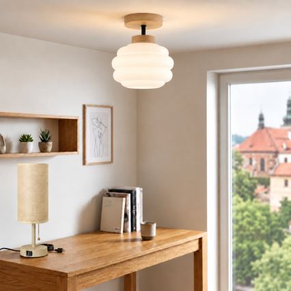 BRILAGI - LED Повърхностно монтиран полилей RETRO GLASS 1xE27/60W/230V Ø 20 см дъб/бял