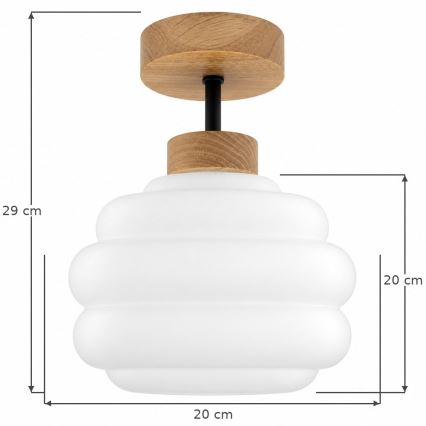 BRILAGI - LED Повърхностно монтиран полилей RETRO GLASS 1xE27/60W/230V Ø 20 см дъб/бял