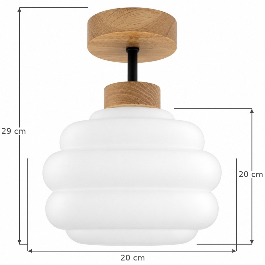 BRILAGI - LED Повърхностно монтиран полилей RETRO GLASS 1xE27/60W/230V Ø 20 см дъб/бял