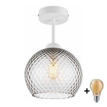 BRILAGI - LED повърхностно монтиран полилей RETRO GLASS 1xE27/60W/230V Ø 25 см бял/опушено сиво