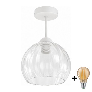 BRILAGI - LED повърхностно монтиран полилей RETRO GLASS 1xE27/60W/230V Ø 25 см бял/прозрачен