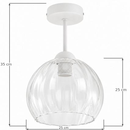 BRILAGI - LED повърхностно монтиран полилей RETRO GLASS 1xE27/60W/230V Ø 25 см бял/прозрачен