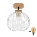 BRILAGI - LED повърхностно монтиран полилей RETRO GLASS 1xE27/60W/230V Ø 25 см дъб/прозрачно