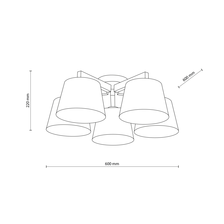 BRILAGI - LED Повърхностно монтирана люстра LATTE SABIA 5xE27/15W/230V бор/бял