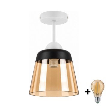 BRILAGI - LED прилепен полилей RETRO GLASS 1xE27/60W/230V Ø 15,5 см бял/димно бежов