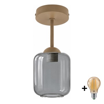 BRILAGI - LED прикрепен полилей RETRO GLASS 1xE27/60W/230V Ø 14 см бежов/димчато сив