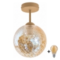 BRILAGI - LED прикрепен полилей RETRO GLASS 1xE27/60W/230V Ø 17 см бежова/димчата бежова