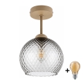 BRILAGI - LED прикрепен полилей RETRO GLASS 1xE27/60W/230V Ø 25 cm бежов/опушено сиво