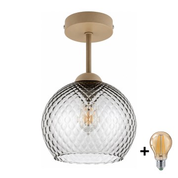 BRILAGI - LED прикрепен полилей RETRO GLASS 1xE27/60W/230V Ø 25 cm бежов/опушено сиво