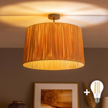 Brilagi - LED прикрепен таванен полилей CERIA BOHO 1xE27/60W/230V Ø 50 cm черен/рафия