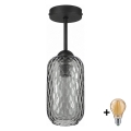 BRILAGI - LED прикрепен таванен полилей RETRO GLASS 1xE27/60W/230V Ø 14 cm черен/димчато сив