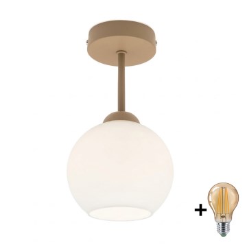 BRILAGI - LED Прикрепен таванен полилей RETRO GLASS 1xE27/60W/230V Ø 15 см бежово/бяло
