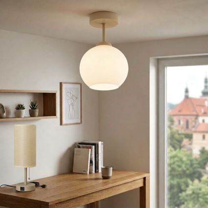 BRILAGI - LED Прикрепен таванен полилей RETRO GLASS 1xE27/60W/230V Ø 15 см бежово/бяло