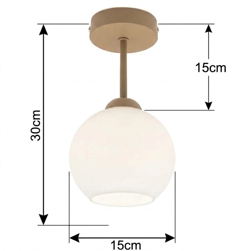 BRILAGI - LED Прикрепен таванен полилей RETRO GLASS 1xE27/60W/230V Ø 15 см бежово/бяло