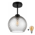 BRILAGI - LED прикрепен таванен полилей RETRO GLASS 1xE27/60W/230V Ø 25 см черен/димно сив