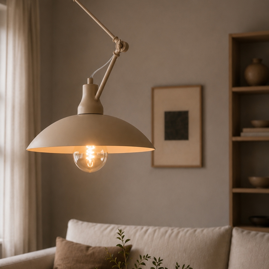 Brilagi - LED регулируем полилей на тръба IRONBEAM 1xE27/60W/230V бежов