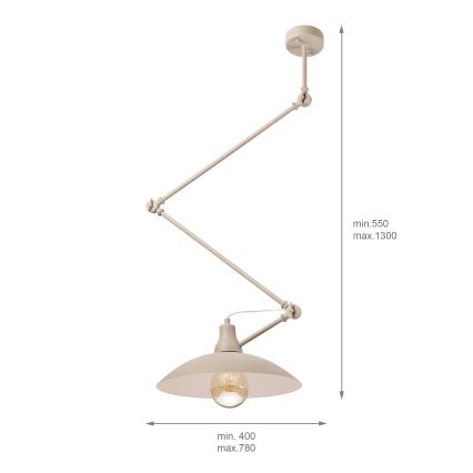 Brilagi - LED регулируем полилей на тръба IRONBEAM 1xE27/60W/230V бежов