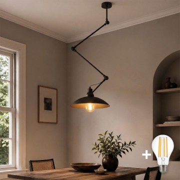 Brilagi - LED регулируем полилей на тръба IRONBEAM 1xE27/60W/230V черен
