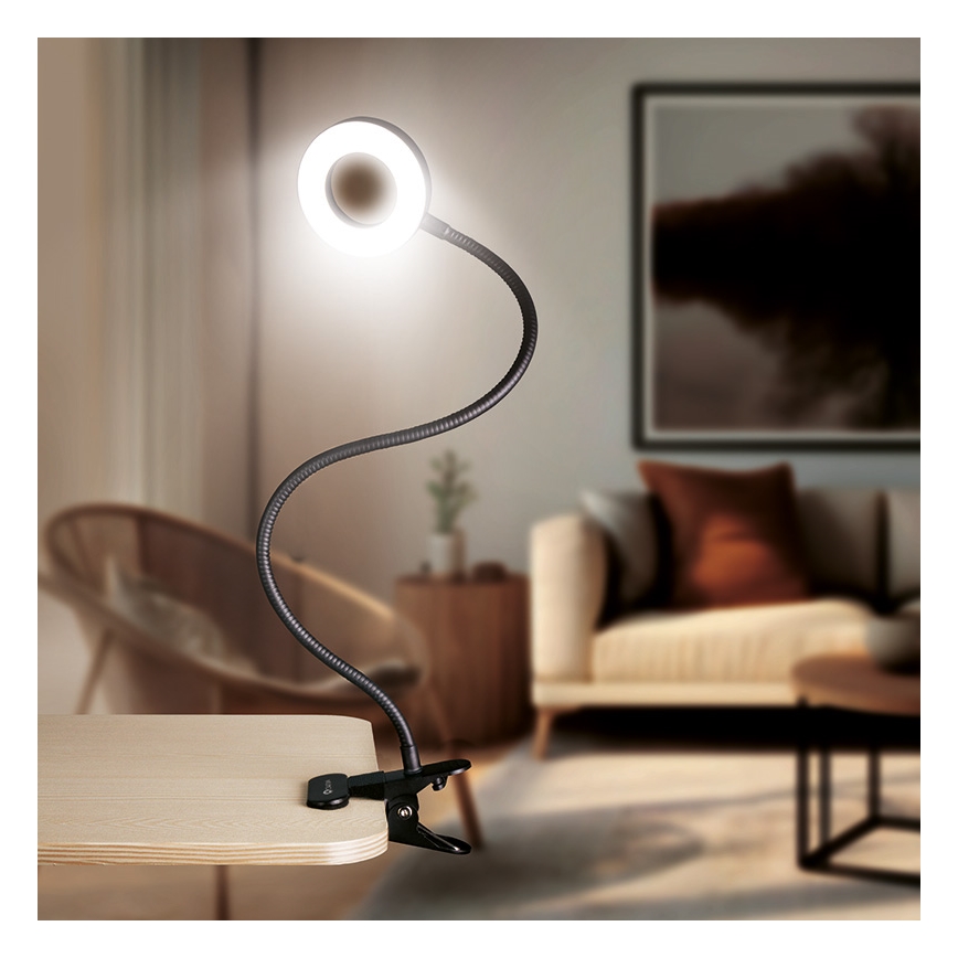 Brilagi - LED регулируема лампа с клипс ORBELA LED/8W/230V 3000/4000/5000K черна