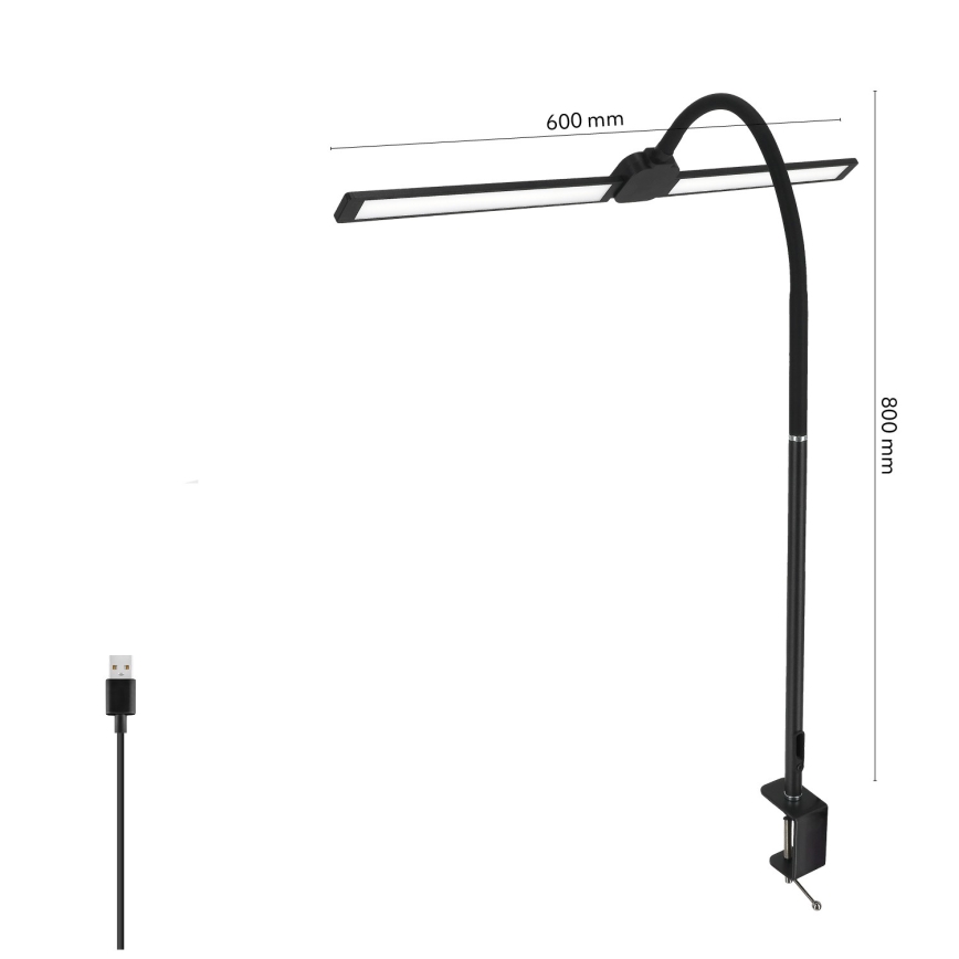 Brilagi - LED регулируема настолна лампа USB VARIO LED/14W/5V 3000-6000K черна