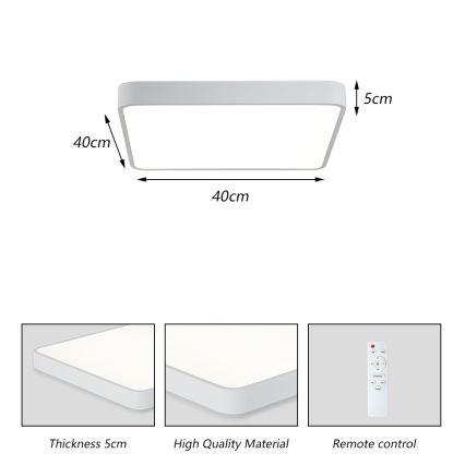 Brilagi - LED регулируемо таванно осветително тяло POOL LED/36W/230V 3000-6000K 40x40 см бяло + дистанционно управление