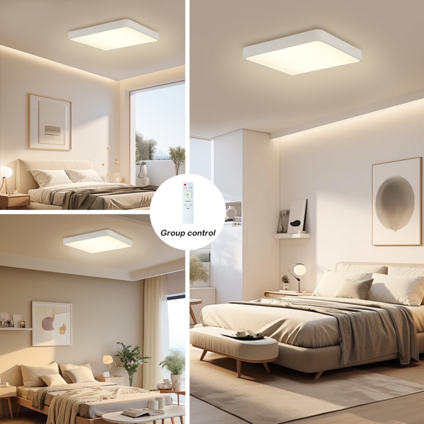 Brilagi - LED регулируемо таванно осветително тяло POOL SQUARE LED/36W/230V 3000-6000K 40x40 см бяло + дистанционно управление