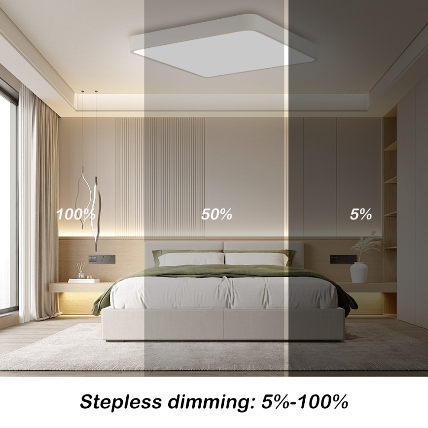 Brilagi - LED регулируемо таванно осветително тяло POOL SQUARE LED/36W/230V 3000-6000K 40x40 см бяло + дистанционно управление