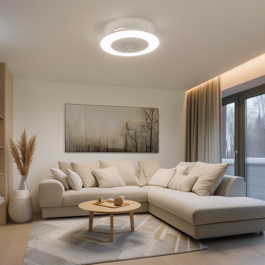 Brilagi - LED регулируемо осветително тяло с вентилатор AURA LED/38W/230V 3000-6000K бяло + дистанционно управление