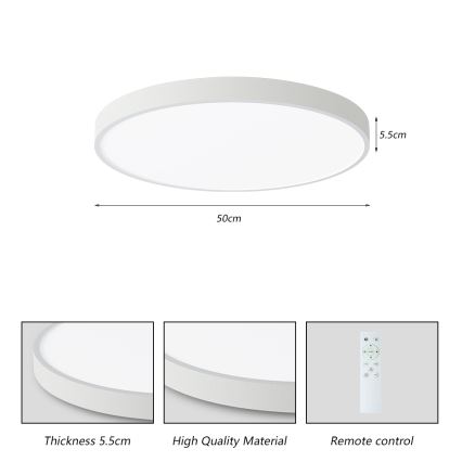 Brilagi - LED регулируемо таванно осветително тяло POOL SMART LED/60W/230V 3000-6000K 50 см + дистанционно управление бяло