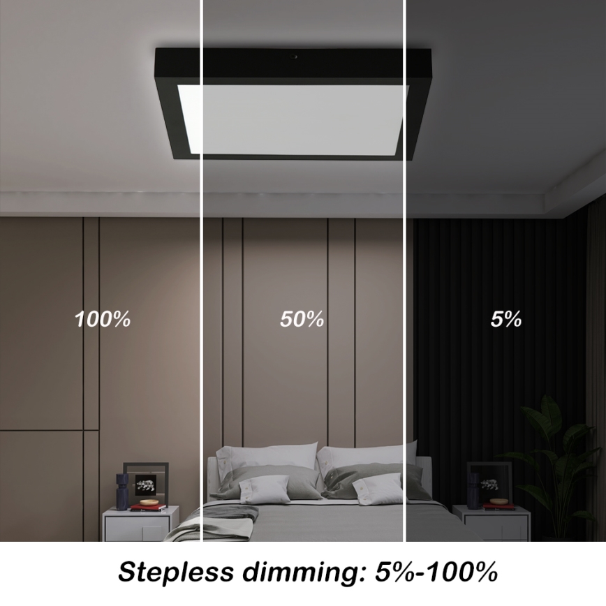 Brilagi - LED Регулируемо таванно осветление FRAME SMART LED/24W/230V 30x30 см 3000-6000K IP44 черно + дистанционно управление