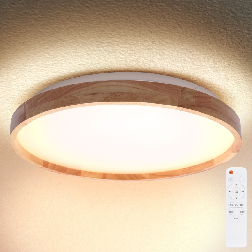 Brilagi - LED регулируемо таванно осветително тяло ALSON LED/48W/230V 3000-6500K дъб, Ø 39,5 см + дистанционно управление