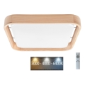 Brilagi - LED регулируемо таванно осветително тяло MANAROLA CUBIC LED/24W/230V 3000-6500K борова дървесина + дистанционно управление