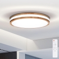 Brilagi - LED регулируемо таванно осветително тяло MOLINA LED/48W/230V 3000-6500K дъб пр. 38 см + дистанционно управление