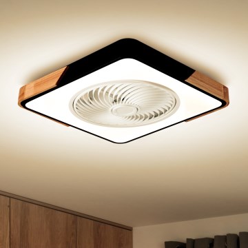 Brilagi - LED регулируемо таванно осветително тяло с вентилатор LED/30W/230V 3000-6500K черно/дъб + дистанционно управление