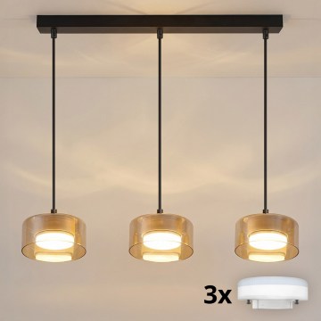 Brilagi - LED RGB+CCT димируем полилей на трос AURA LUX 3xGX53/14W/230V 2700-6500K Wi-Fi Tuya черен/златист